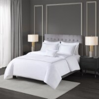 Gracie Mills 100% Cotton Sateen Embroidered Duvet Cover Set White/Grey King/Cal King