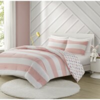 Gracie Mills Cotton Cabana Stripe Reversible Comforter Set Pink Full/Queen