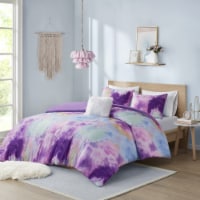 Gracie Mills Watercolor Tie Dye Printed Duvet Cover Set with Throw Pillow - GRACE-14069