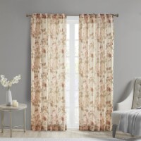 Gracie Mills Printed Floral Rod Pocket and Back Tab Voile Sheer Curtain Blush 50x95
