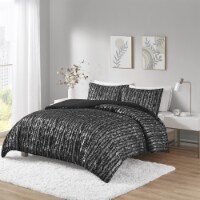 Gracie Mills Metallic Print Faux Fur Comforter Set - GRACE-15467 Black/Silver Full/Queen