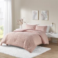 Gracie Mills Metallic Print Faux Fur Comforter Set - GRACE-15467 Blush/Gold Full/Queen