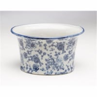 AA Importing 59845 Flower & Leaf Design Planter, Blue & White