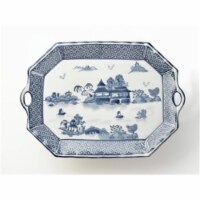 AA Importing 59716A 18 in. Platter, Blue & White