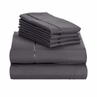 LuxClub Dark Grey Queen 6 PC Rayon From Bamboo Solid Performance Sheet Set