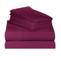 LuxClub Eggplant Queen 6 PC Rayon From Bamboo Solid Performance Sheet Set