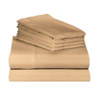 LuxClub Mocha California King 6 PC Rayon From Bamboo Solid Performance Sheet Set