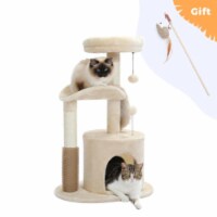 Inq Boutique - Small Cat Tree - Medium Cat Tower With Interactive Toy 32.7 - Beige Perspective: Main