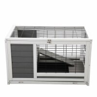 FX070 - Luxury 2-Storey Grey White Wooden Pet House Box - Comfy Cabin for Small Animals Perspective: Main