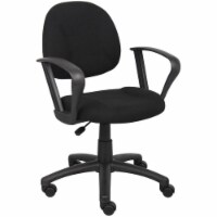 Boss Office Mid Back Ergonomic Fabric Office Swivel Chair With Arms in Black