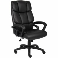 Boss Office Top Grain Leather Tufted Spring Tilt Executive Swivel Chair in Black