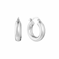 Elements Silver Plated 22mm Round Click-Top Hoop Earings Perspective: Main