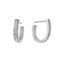Elements Silver Plated Crystal Post Hoop Earrings Perspective: Main
