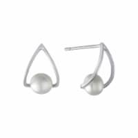 Elements Silver Plated 7.5mm Pearl Stud Earrings Perspective: Main