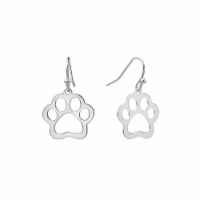 Elements Silver Plated Paw Print Drop Earrings Perspective: Main