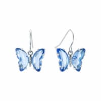 Elements Silver Plated Blue Crystal Butterfly Drop Earrings Perspective: Main