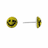 Elements Silver Plated Crystal Happy Face Stud Earrings Perspective: Main
