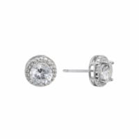 Elements Silver Plated Halo Stud Earrings Perspective: Main