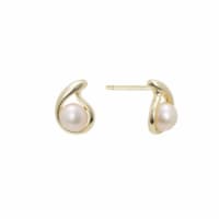 Elements Gold Over Silver White Pearl Teardrop Shaped Stud Earrings Perspective: Main