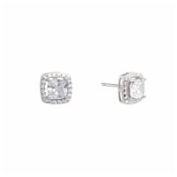 Elements Silver Plated Halo Stud Earrings Perspective: Main