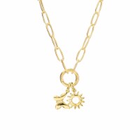 Elements Gold Over Silver Sun & Butterfly Charm Necklace Perspective: Main