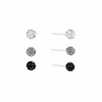 Elements Silver Plated 4mm Crystal 3-Piece Stud Earrings Perspective: Main