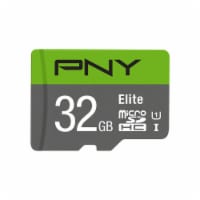 PNY Elite MicroSDHC Memory Card and Adapter - Gray/Green Perspective: Main