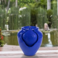 Jar Water Fountain - Indoor or Outdoor Ceramic-Look Glazed Pot Resin Water with Electric Pump