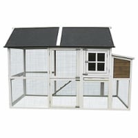 Extra Large Chicken Coop, Light Green with Cream Trim & Red Door