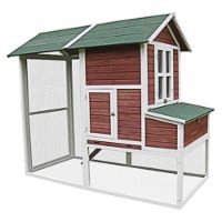 Extra Large Chicken Ranch Coop, Dark Red with Black Trim