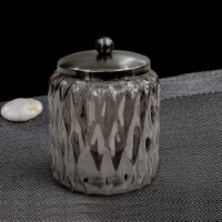 Black Glass With Black Nickel Steel Cotton Container