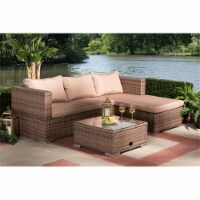 Addison Modern & Contemporary Upholstered Woven Rattan Outdoor Patio Set with Adjustable Recl