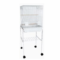 5924-4814WHT 0.37 in. Bar Spacing Flat Top Bird Cage with Stand, White - 18 x 18 in. - Small