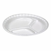 3 Compartment Foam Plate, White - 4 Per Case