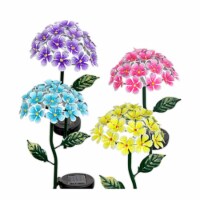 2 in. Four Seasons Courtyard Metal Solar Hydrangea Garden Stake, Assorted Colors