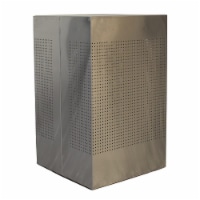 Square Waste Receptacle with Perforated Holes & Bag Retainer Bands, Brushed Stainless Steel