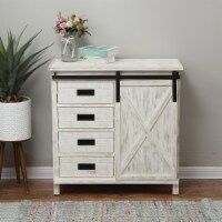 Wood Farmhouse White Storage Cabinet