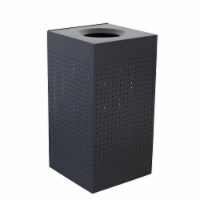 Square Waste Receptacle with Perforated Holes&#44; Bag Retainger Bands - Black