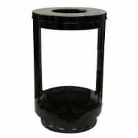 Security Receptacle with Clear Panels Bag Retainer Bands & Flat Top Lid&#44; Black