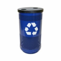 Recycle Unit Wwith Flat Top Recycle Lid with 2 Hole Openings & Plastic Liner&#44; Blue
