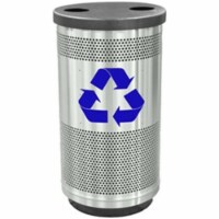 Recycle Unit with Recycle Flat Top Lid, 1 Hole Opening & Plastic Liner, Stainless Steel