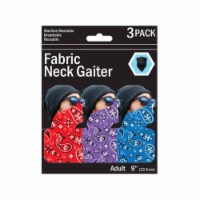 Kole Imports 3 Assorted Color Bandana Style Neck Gaiter, 3 Per Pack - Pack Of 60 Costume