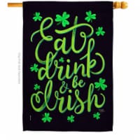 Breeze Decor H102060-BO 28 x 40 in. Eat Drink Irish House Flag with Spring St Patrick Double-