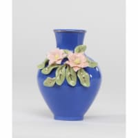 Mini Size Ceramic Columbine Flowers on Blue Vase, Home Décor, Gift for Her, Gift for Mom,