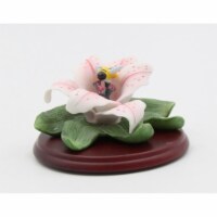 Ceramic Cala Lily Flower with Bumblebee Figurine on Wood Base, Home Décor, Gift for Her, Gift