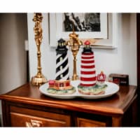 Ceramic Black & Red Lighthouse Salt & Pepper Shakers, Home Décor, Gift for Her, Gift for Mom,