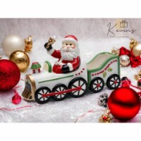 Ceramic Christmas Santa Driving Train Salt & Pepper Shakers With Sugar Pack Holder, Home