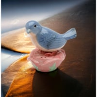 Ceramic Bluebird and Rose Flower Magnetic Salt & Pepper Shakers, Home Décor, Gift for Her,