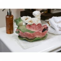 Ceramic Frog in Water Lily Soap Dish, Home Décor, Gift for Her, Mom, Spring Décor,