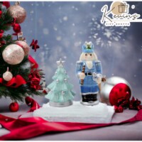 Ceramic Blue Nutcracker with Christmas Tree Salt and Pepper Shakers, Home Décor, Gift for